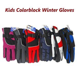 Kids Fleece-Lined Winter Gloves, Various Colors, 9" Long